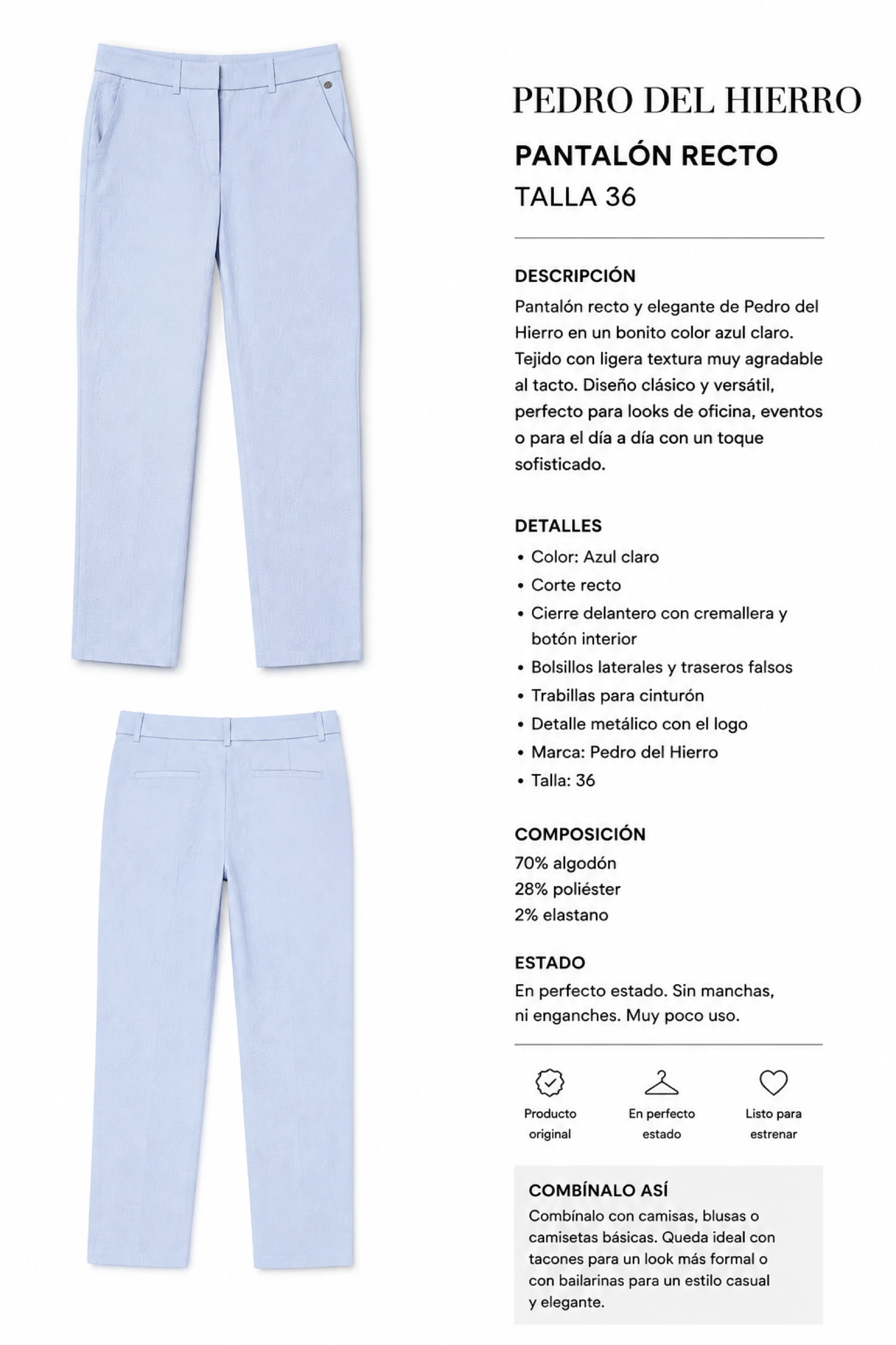 Pantalon droit Pedro del Hierro – photo 3